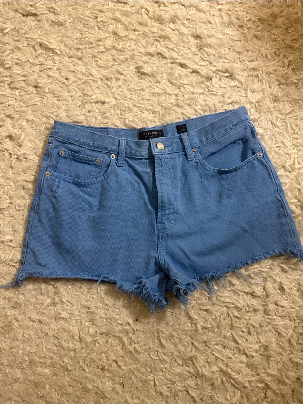 Lucky Brand Light Blue Frayed Hem Denim Shorts